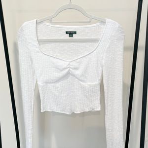 Women's Long Sleeve Fitted Sweetheart Neck T-Shirt - White - Wild Fable